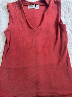 Chico's Traveler’s Sleeveless V-Neck Tank Top in Brick